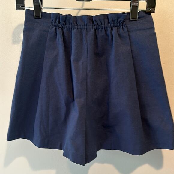 Wishlist Small Navy Blue Pleated Linen Blend Pull On Paper Bag Shorts - Picture 6 of 9